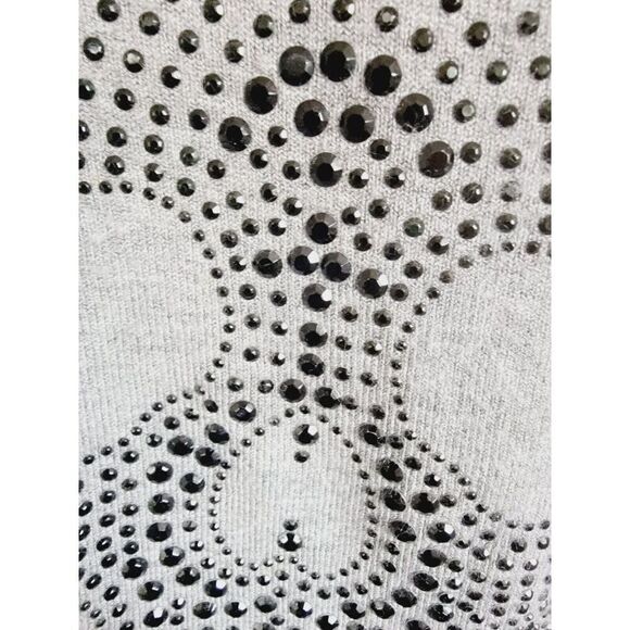 Y LONDON L Skull Sweater Pullover Goth Y2K Women’s Gray Beaded Stretch L/S‎ - Picture 4 of 8